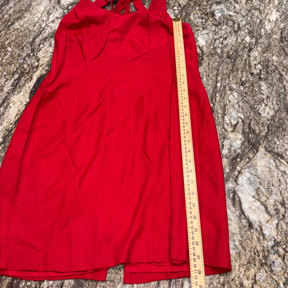 Vintage Strappy Back Sheath Dress Cocktail Women Size‎ 12 Red CDC Petites - Picture 9 of 13
